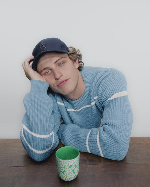 J.w.anderson Waxed Cotton Baseball Cap In Dark Blue