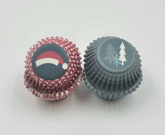 J.Wilton BAKING CUPS MINI XMAS SANTA HAT & TREES 50PC