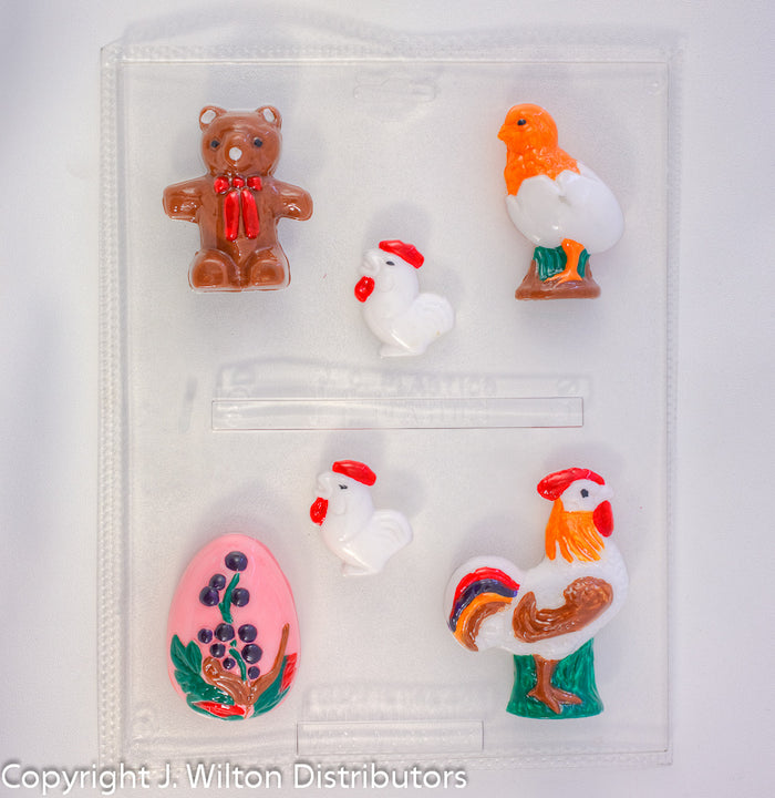 J.Wilton Candy Island Chocolate Mold #403 Rooster and Bear