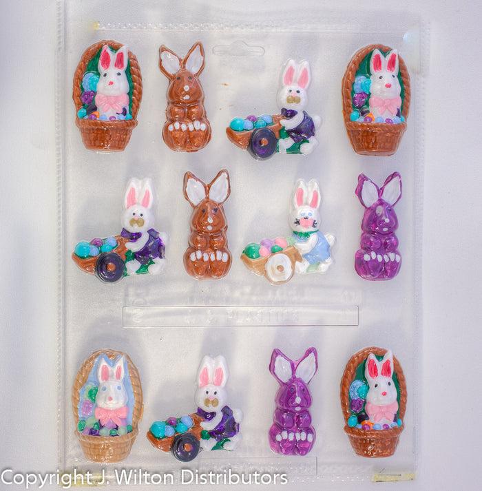 J.Wilton Candy Island Chocolate Mold #440 Bunnies in Baskets
