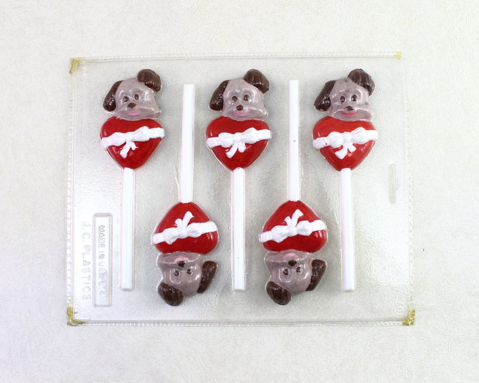 J.Wilton Candy Island Chocolate Mold #614 Puppy with Heart Sucker
