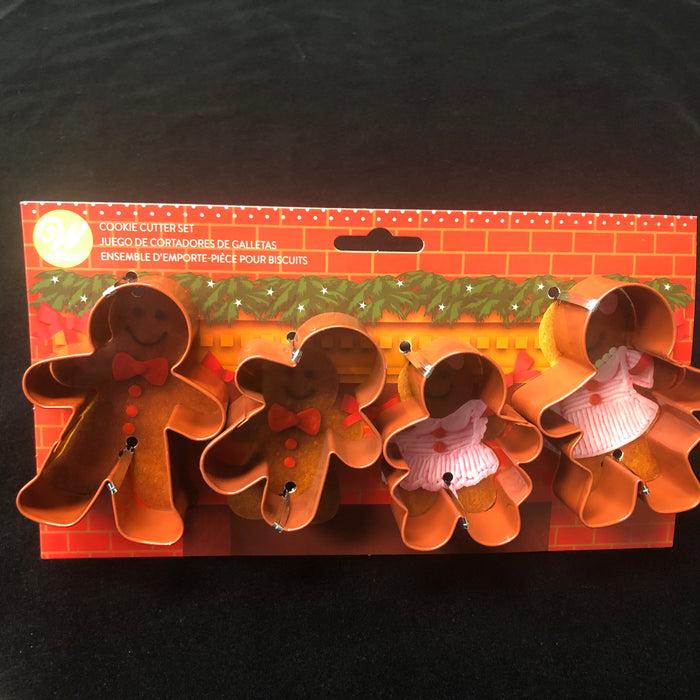 J.Wilton COOKIE CUTTER SET COLORED METAL 4pc. GINGERBREAD MANTLE