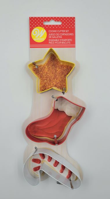 J.Wilton COOKIE CUTTER SET STAR STOCKING CANDY CANE 3PC