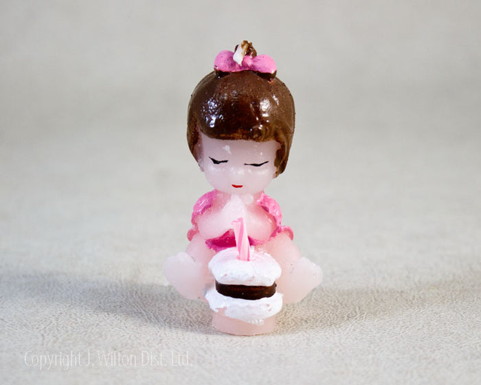 J.Wilton PARTY CANDLE BABY w/ CUPCAKE PINK