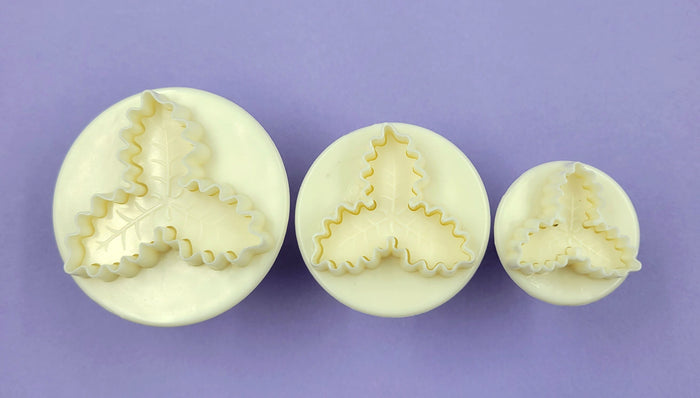 J.Wilton PLUNGER CUTTER HOLLY LEAF 3SIZES 3PC
