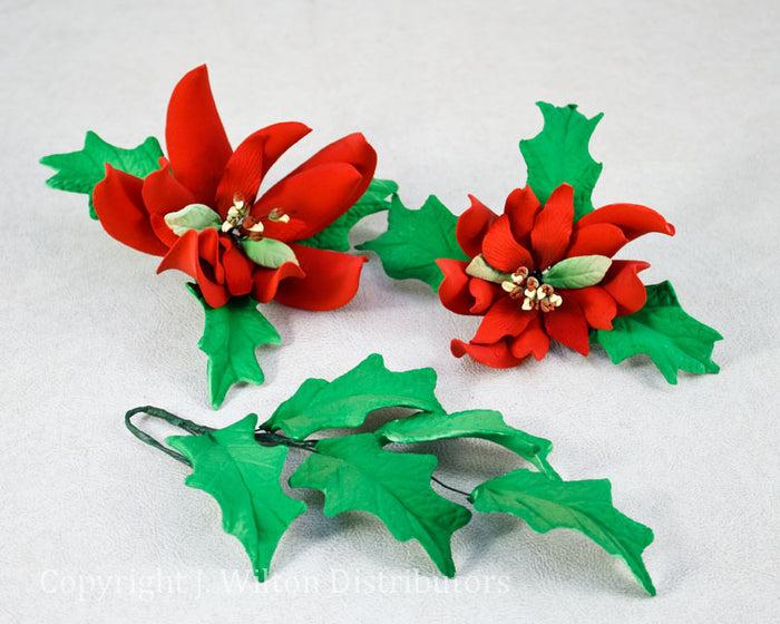 J.Wilton POINSETTIA SET 3PC. 2 FLOWERS/ LEAVES