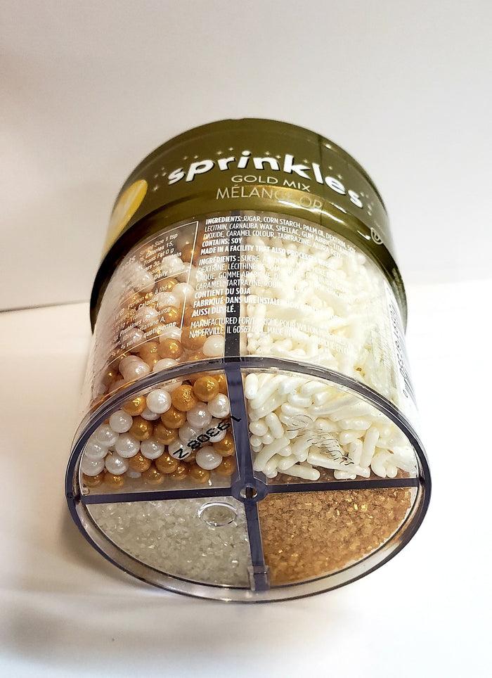 J.Wilton SPRINKLES MIX PEARLIZED WHITE GOLD 4 CELL