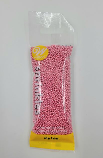 J.Wilton SPRINKLES POUCH 40g NONPAREILS PINK