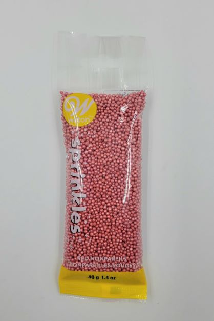 J.Wilton SPRINKLES POUCH 40g NONPAREILS RED