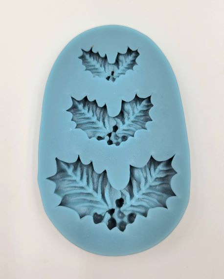 J.Wilton SILICONE MOLD HOLLY & BERRY APPROX. 1.75"/1.25"/0.80" 1PC