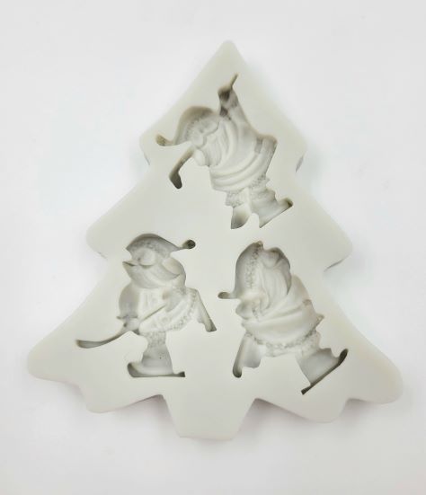 J.Wilton SILICONE MOLD SKATING SANTA 3 CAVITY APPROX. 1.5" 1PC