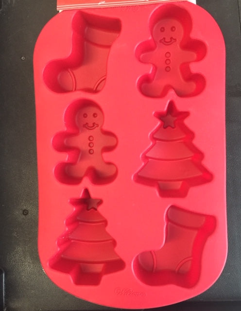 J.Wilton SILICONE MOLD STOCKING/GB BOY/XMAS TREE 6CAV