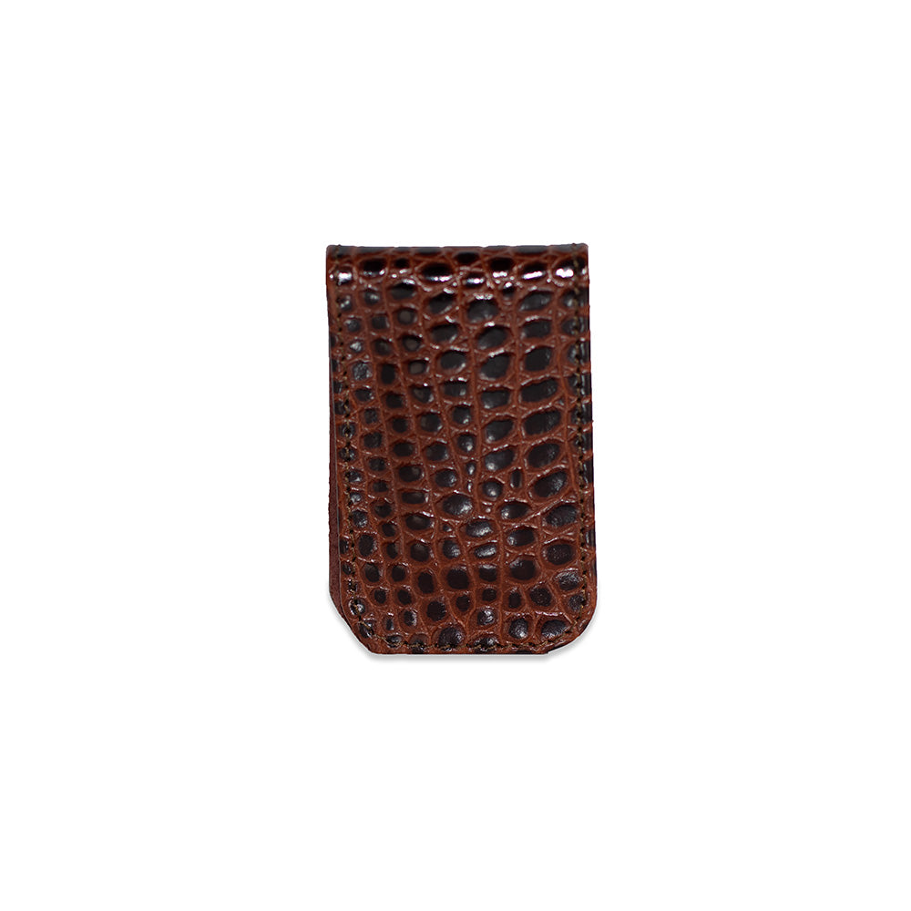 Jack Georges Alligator Embossed Leather Money Clip Sample