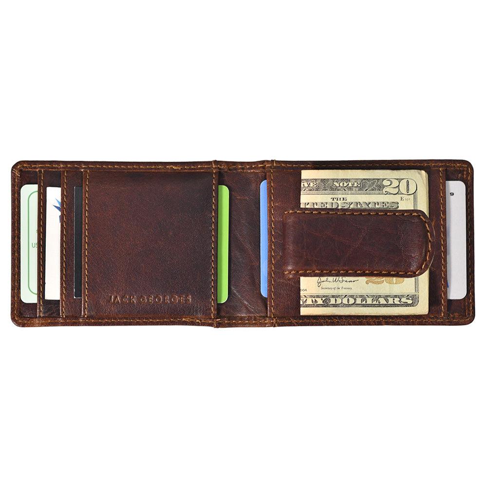 Jack Georges Bi Fold Magnetic Money Clip Wallet #7748