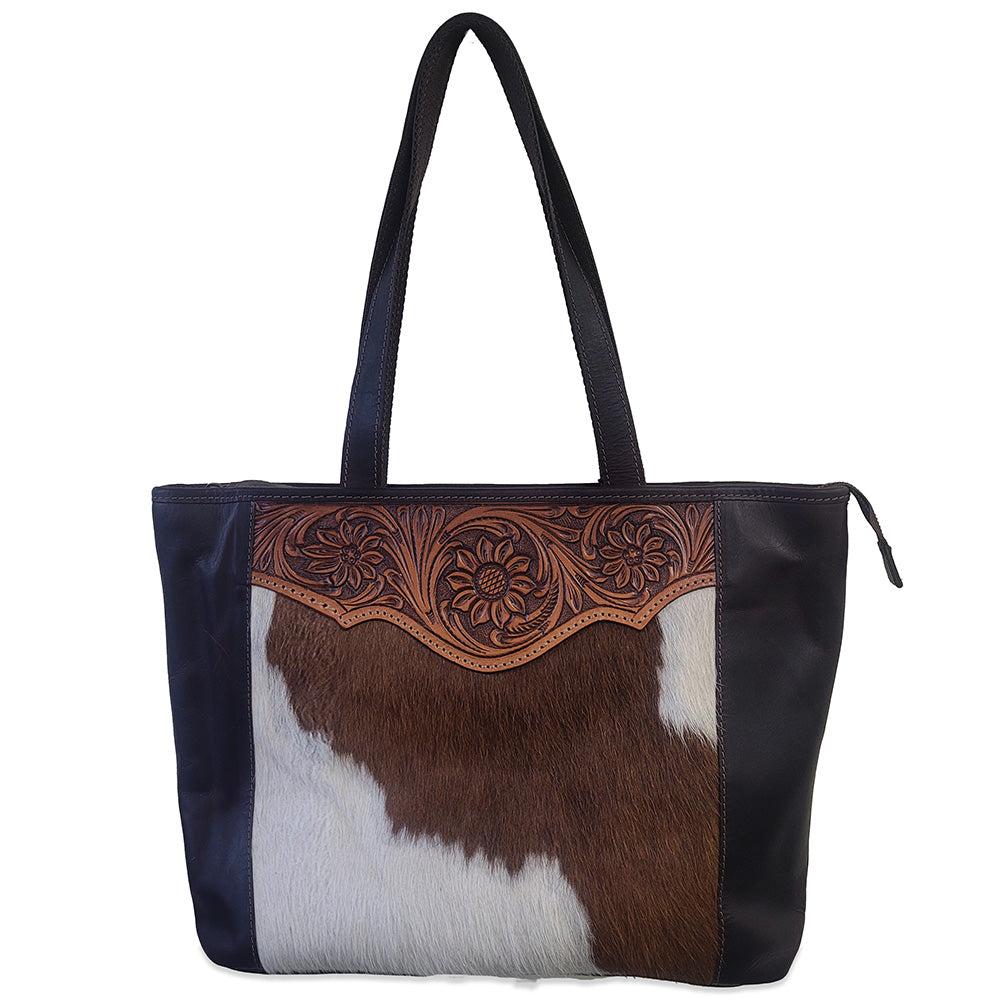 Jack Georges Hair on Hide Floral Business Tote Sample