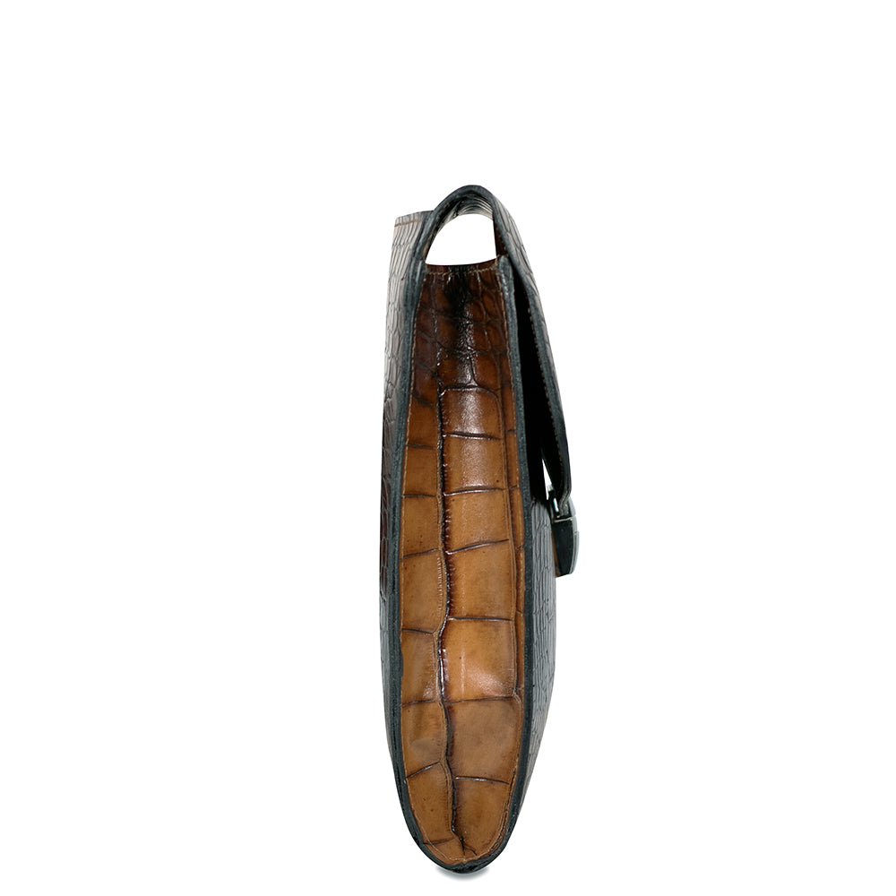 Jack Georges Hand Brushed Croco Leather Underarm Case #K001