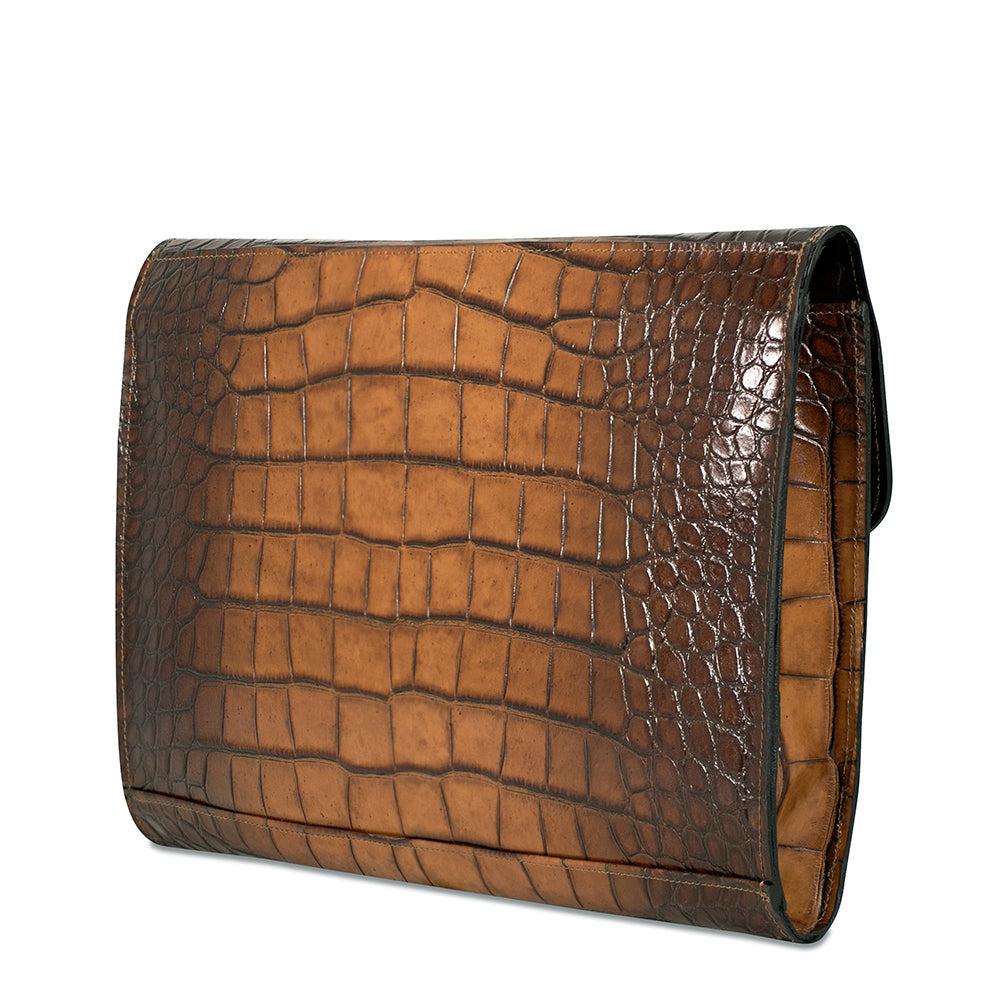 Jack Georges Hand Brushed Croco Leather Underarm Case #K001