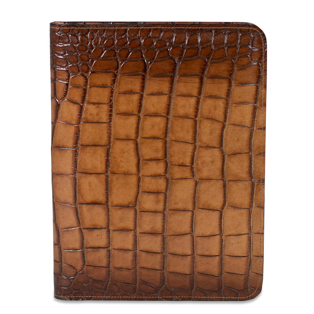 Jack Georges Hand Brushed Croco Letter Size Writing Pad Cover #K111