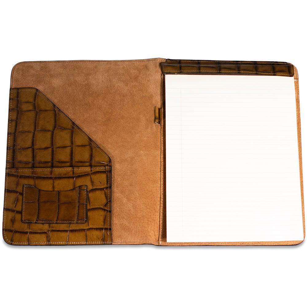 Jack Georges Hand Brushed Croco Letter Size Writing Pad Cover #K111