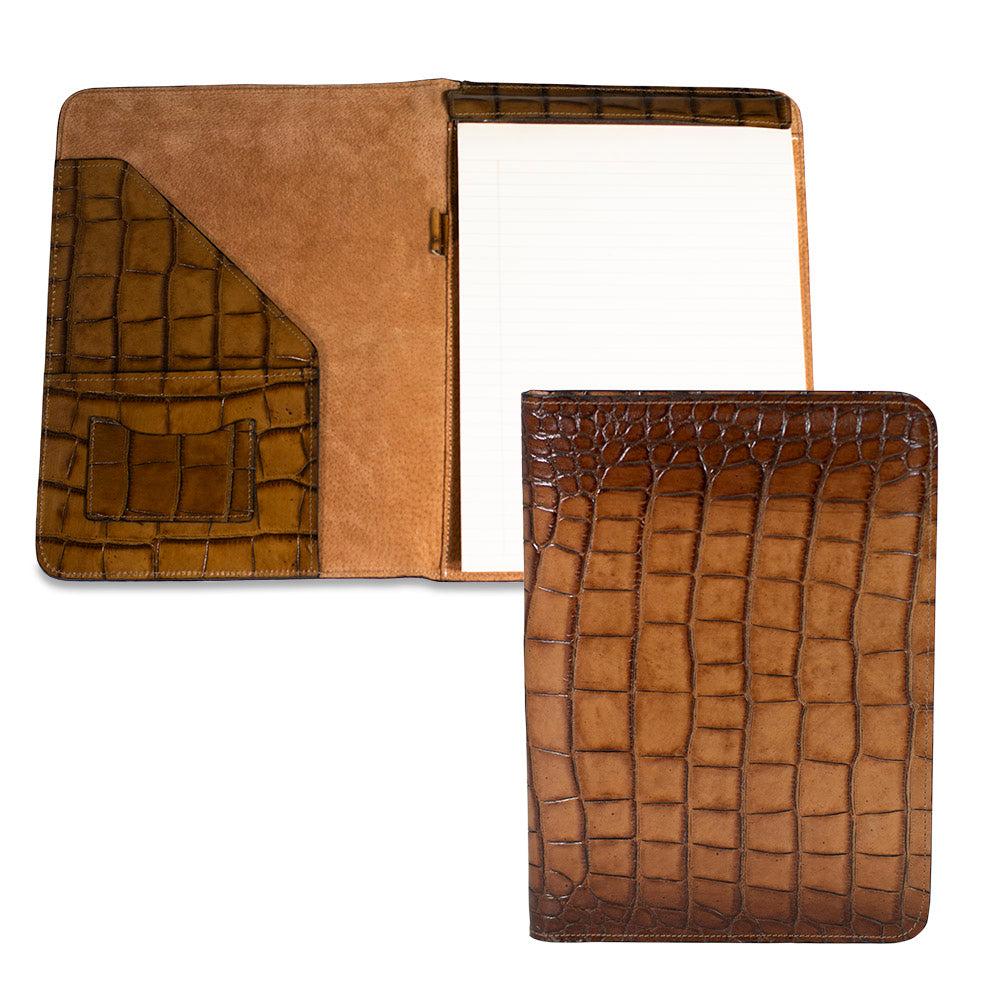 Jack Georges Hand Brushed Croco Letter Size Writing Pad Cover #K111