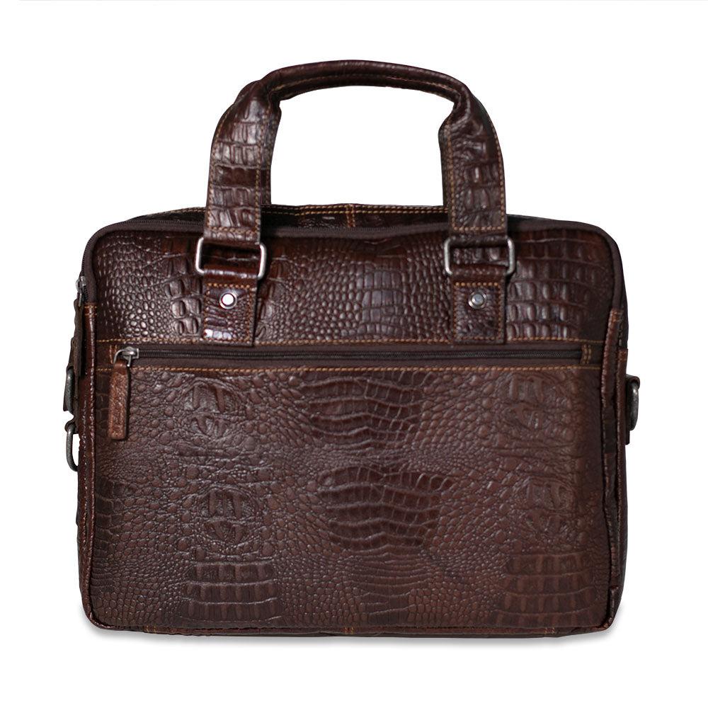 Jack Georges Hornback Croco Professional Zippered Briefcase #HB321