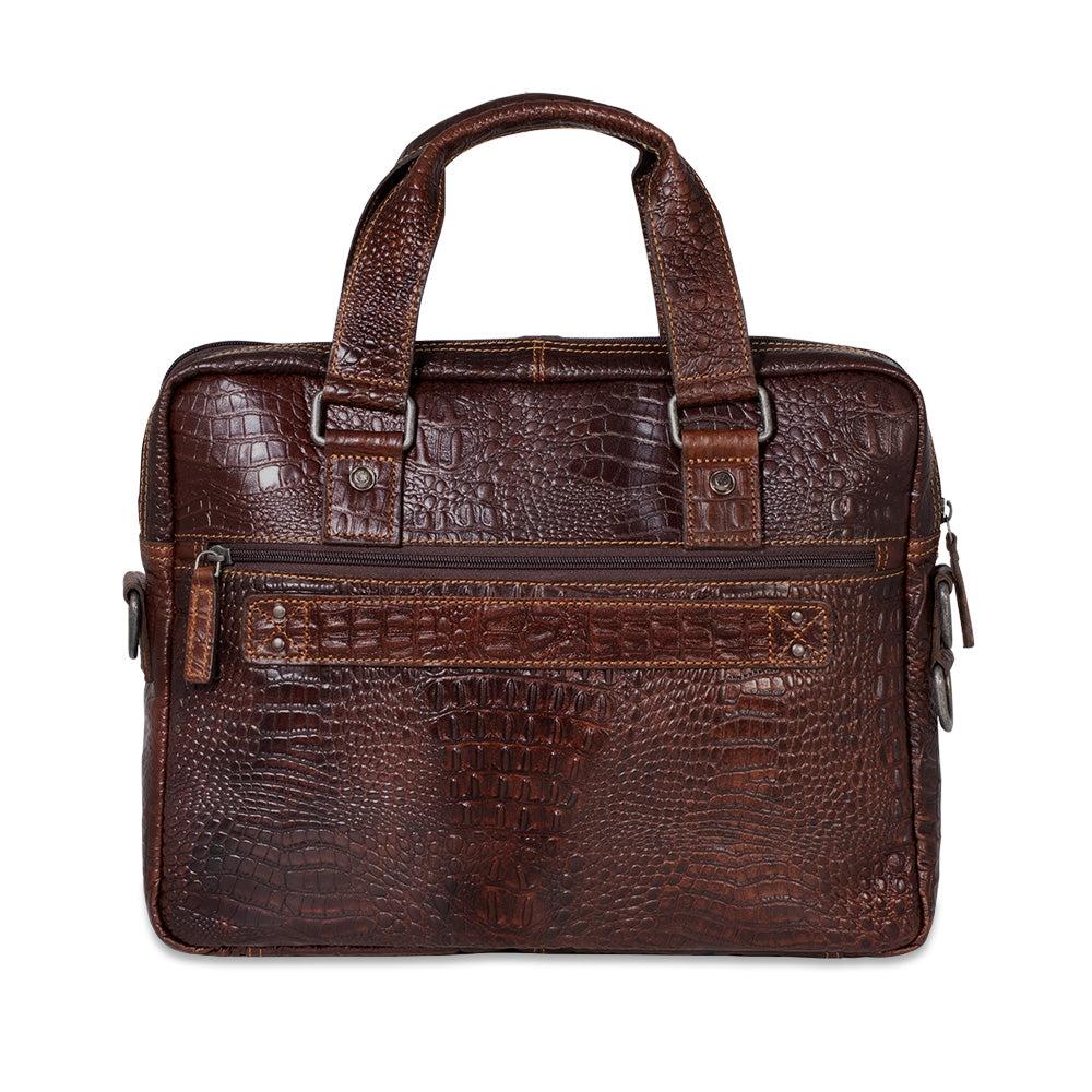 Jack Georges Hornback Croco Professional Zippered Briefcase #HB321