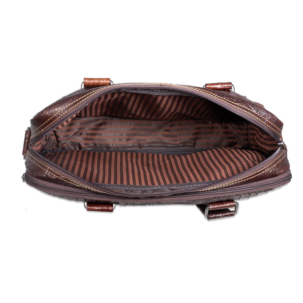 Jack Georges Hornback Croco Professional Zippered Briefcase #HB321