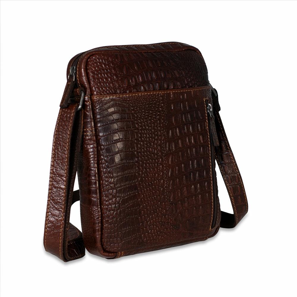 Jack Georges Hornback Croco Slim Crossbody W/Zippered Front Pocket #HB213