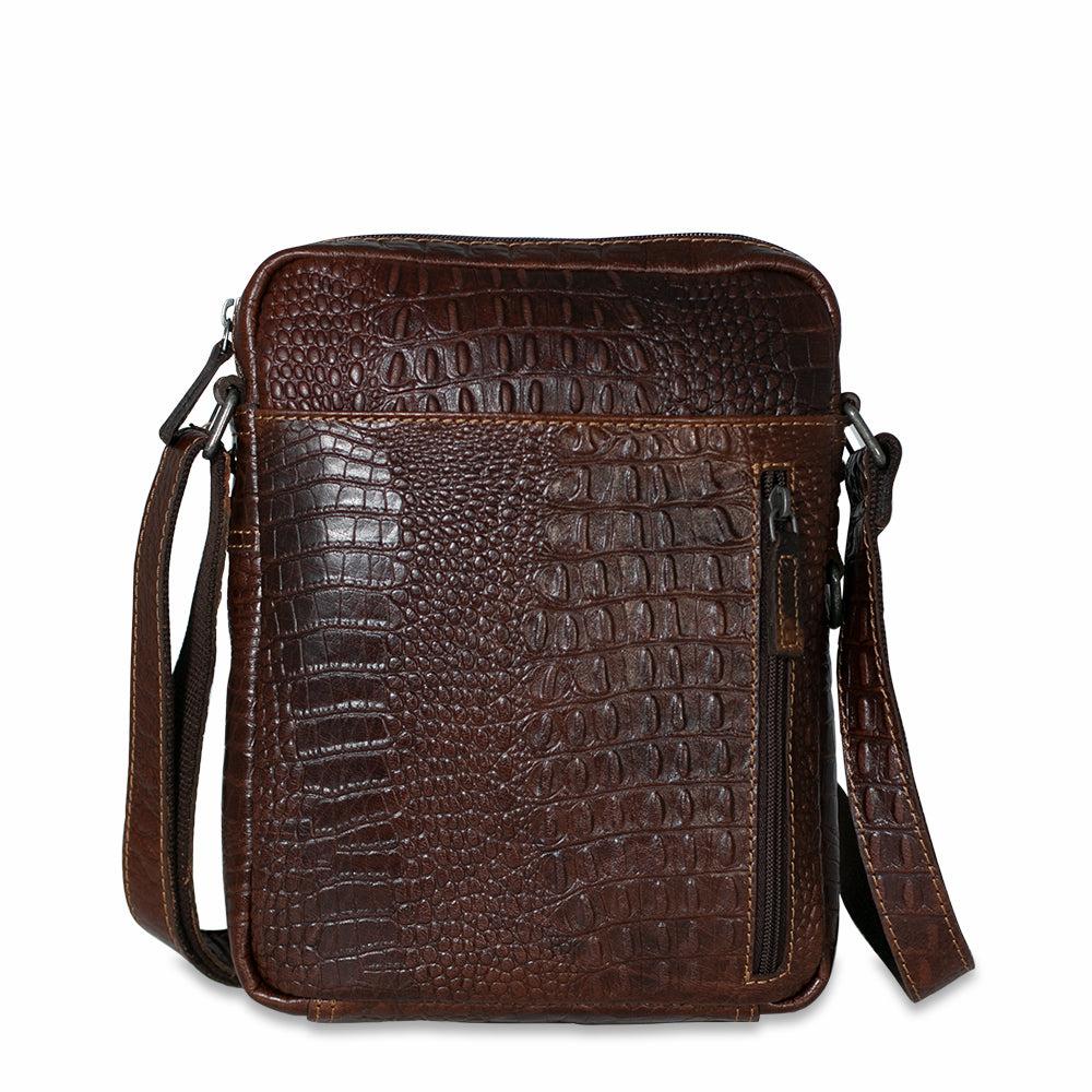 Jack Georges Hornback Croco Slim Crossbody w/Zippered Front Pocket #HB213