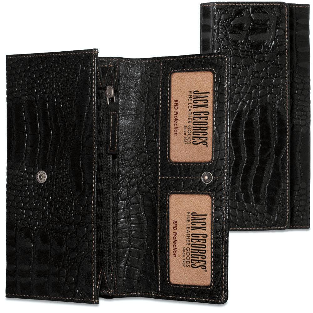 Jack Georges Hornback Croco Clutch Wallet #HB726