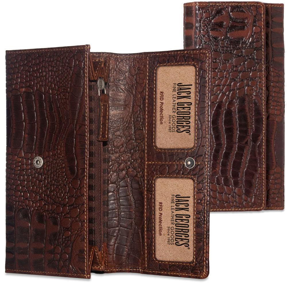 Jack Georges Hornback Croco Clutch Wallet #HB726
