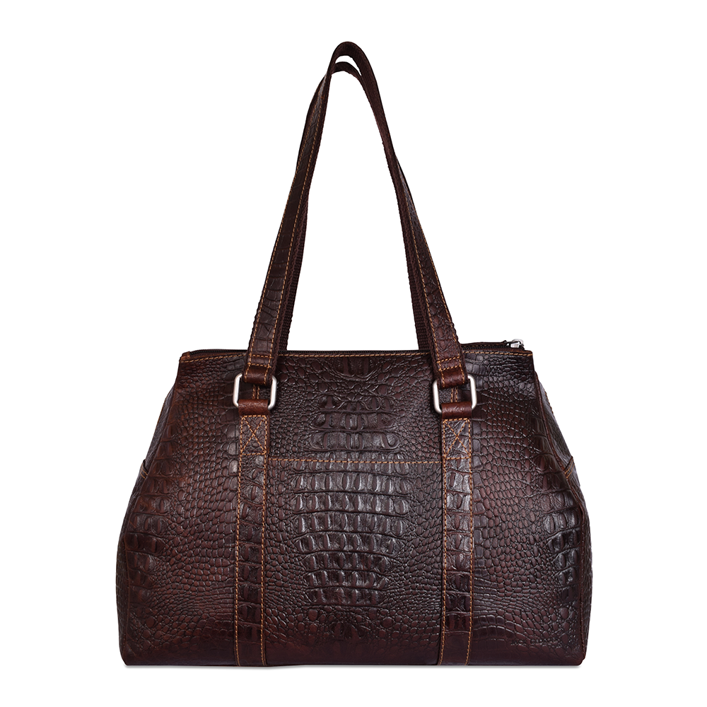 Jack Georges Hornback Croco Satchel Handbag #HB815