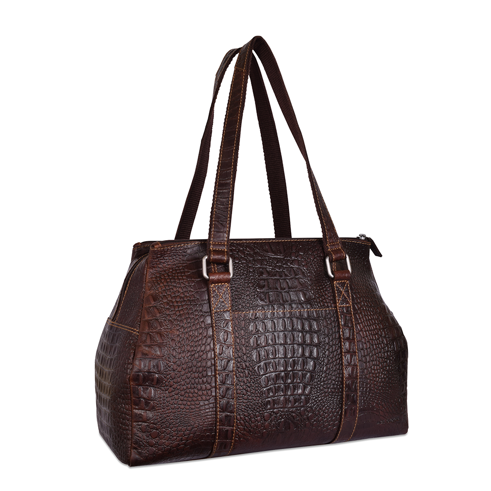 Jack Georges Hornback Croco Satchel Handbag #HB815