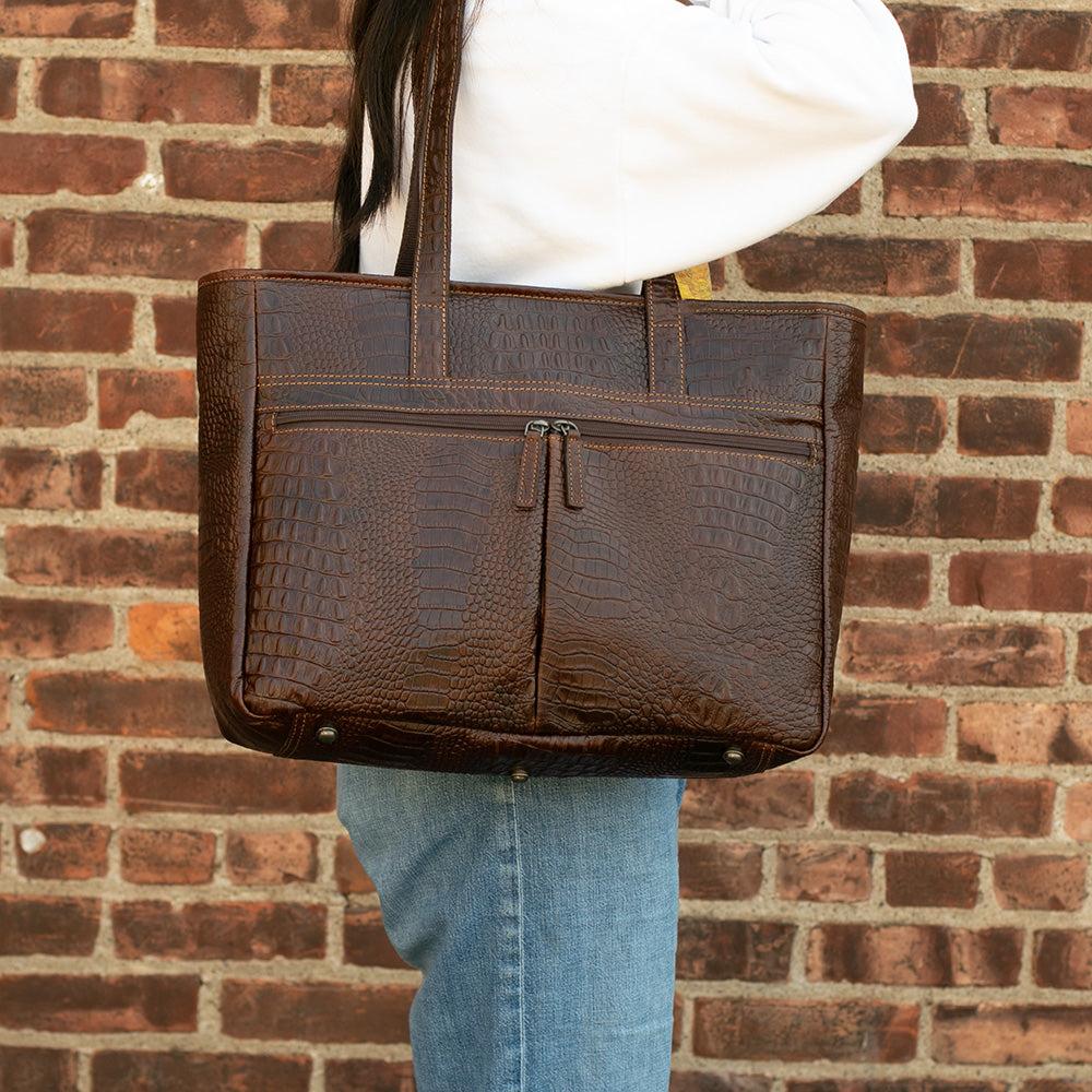 Jack Georges Hornback Croco Uptown Tote Bag #HB916