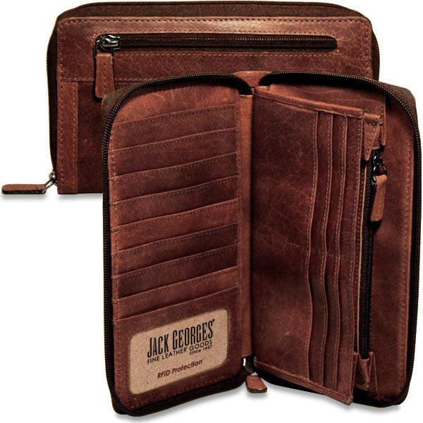 Jack Georges Large Zip Around Travel Wallet #7724