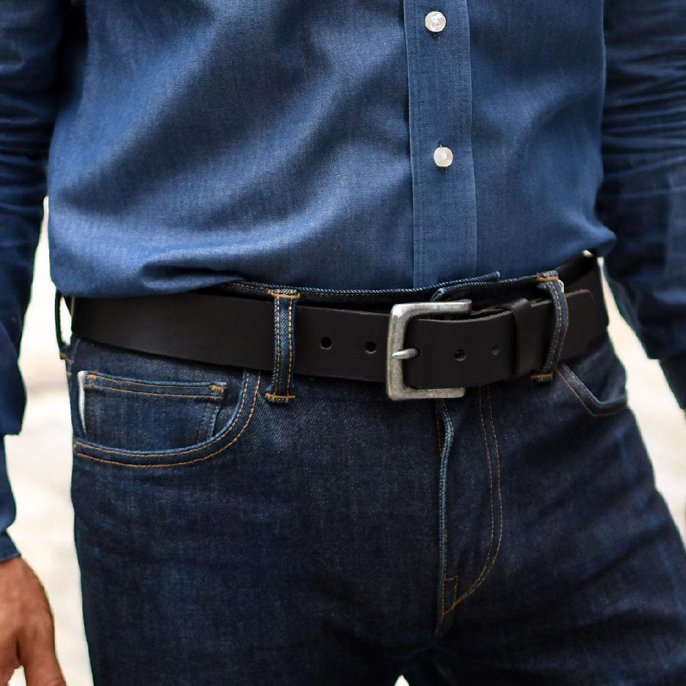 Jack Georges Leather Jeans Belt #B150 1 1/2" Wide Black