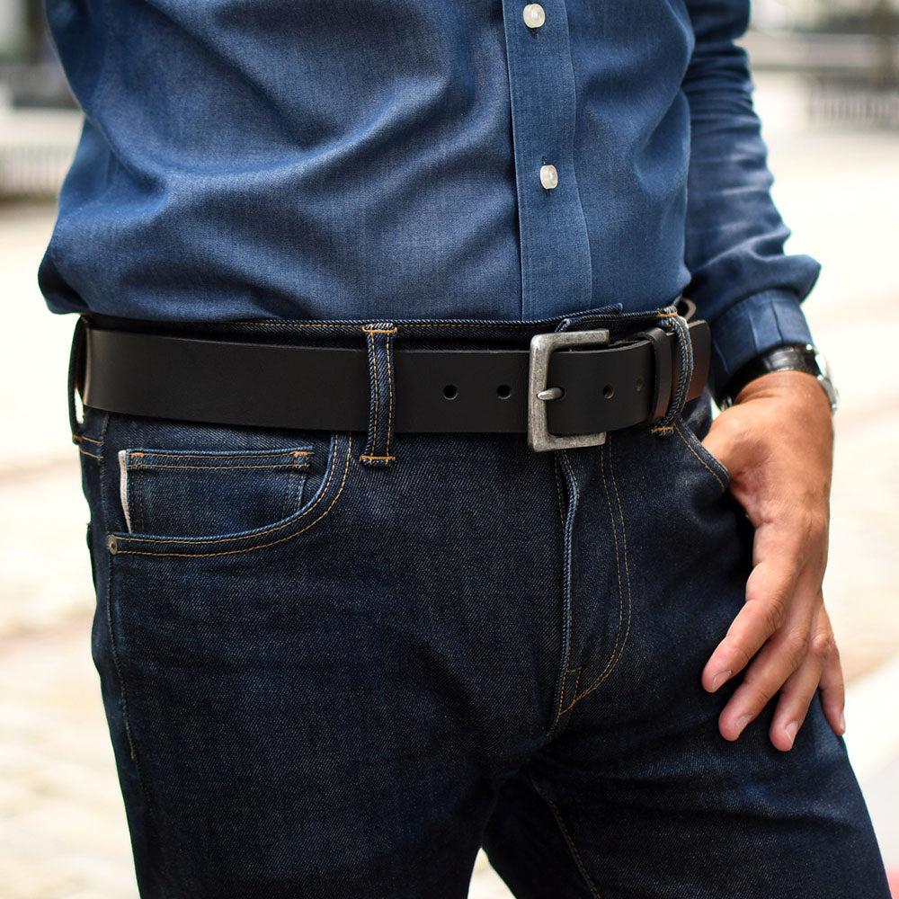 Jack Georges Leather Jeans Belt #B150 1 1/2" Wide Black