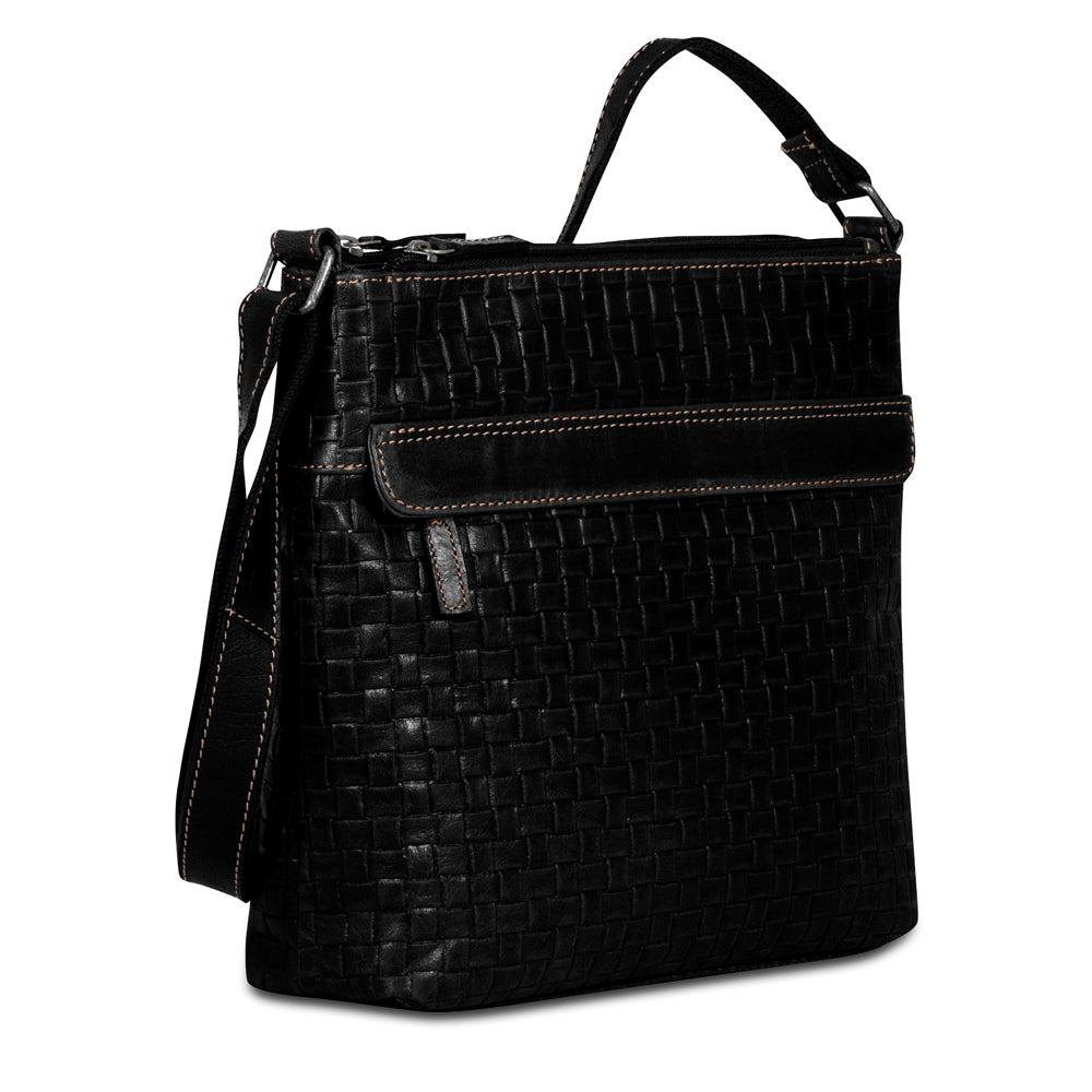 Jack Georges Woven Zippered Crossbody Hobo Bag #WF832