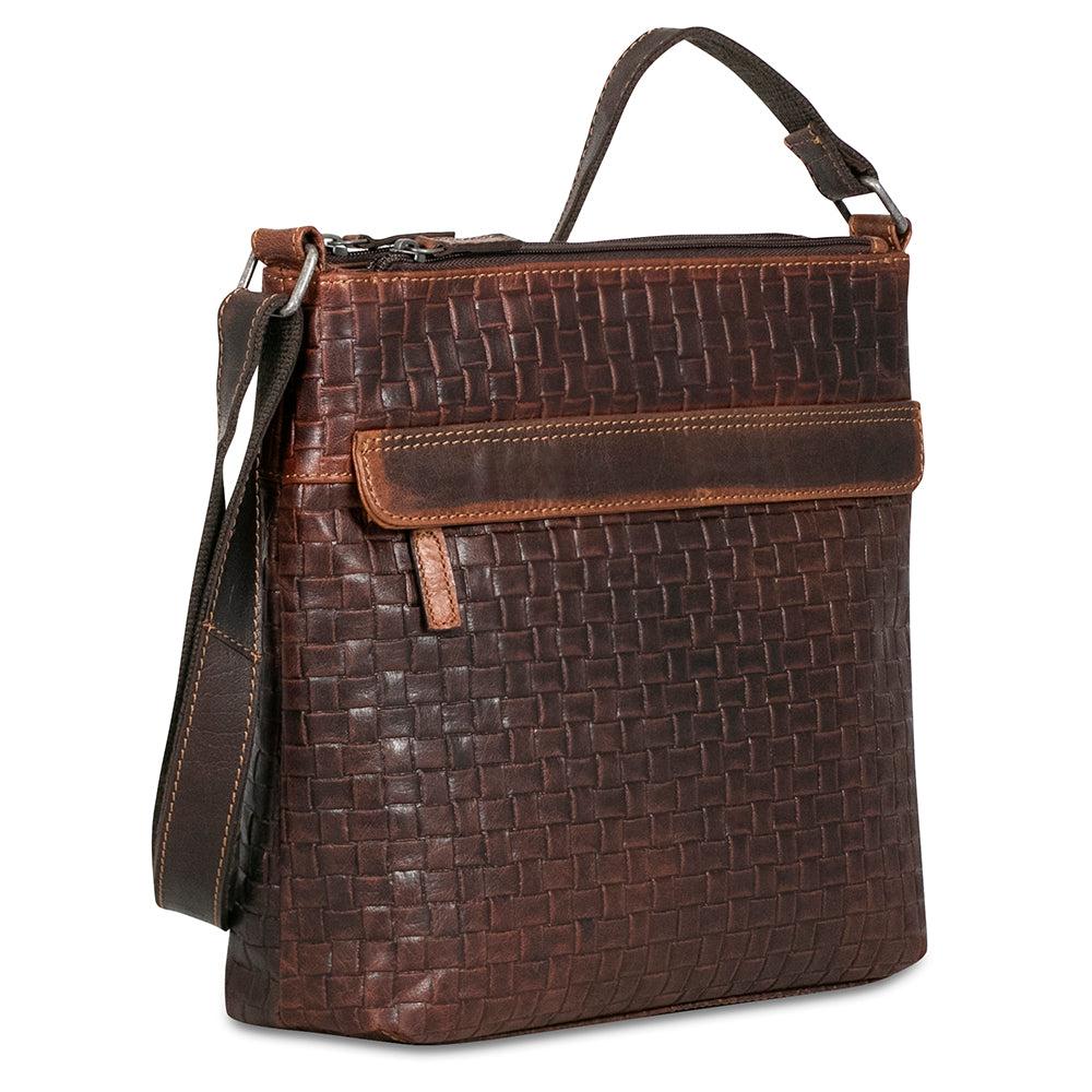 Jack Georges Woven Zippered Crossbody Hobo Bag #WF832