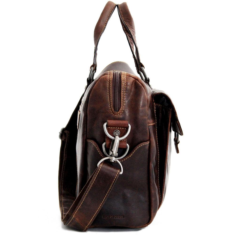 Jack Georges Zippered Briefcase With Front Flap Pocket #7316