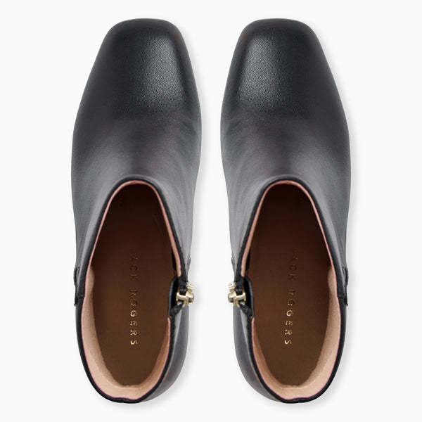 Jack Rogers Augustine Leather Block Heel Bootie Black
