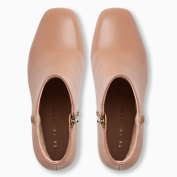 Jack Rogers Augustine Leather Block Heel Bootie Cafe Au Lait