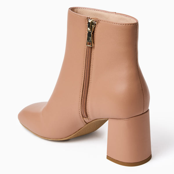 Jack Rogers Augustine Leather Block Heel Bootie Cafe Au Lait