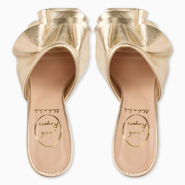 Jack Rogers Beatrice Italian Leather Ruffle Heel Platinum