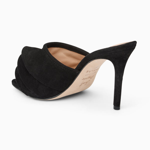 Jack Rogers Beatrice Italian Suede Ruffle Heel Black
