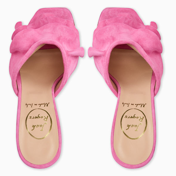 Jack Rogers Beatrice Italian Suede Ruffle Heel Fuchsia