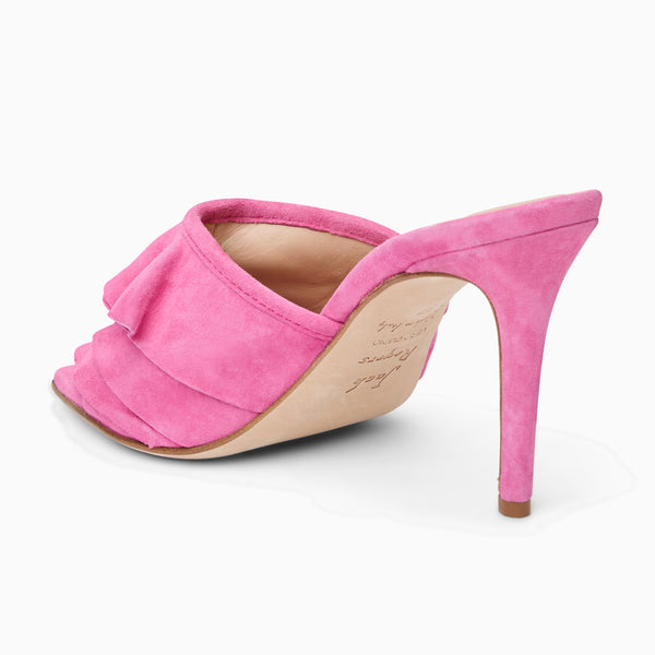 Jack Rogers Beatrice Italian Suede Ruffle Heel Fuchsia