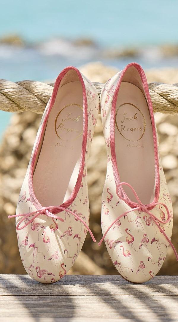 Jack Rogers Carlotta Italian Leather Ballet Flat Butter Pink Combo