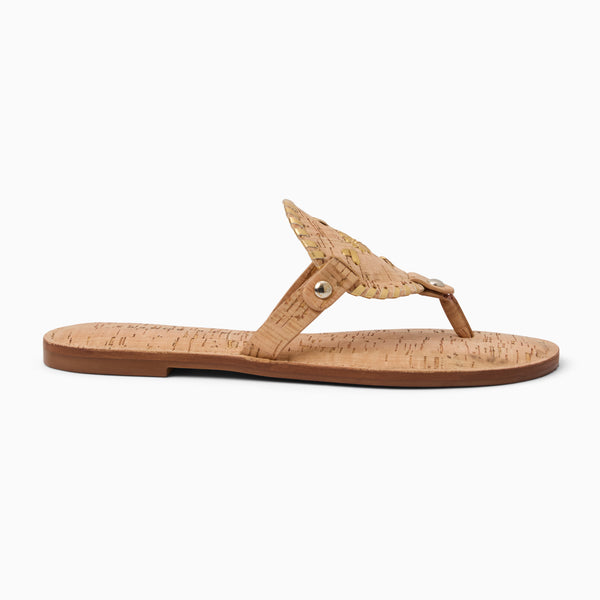 Jack Rogers Collins Cork & Metallic Leather Flat Sandal Cork