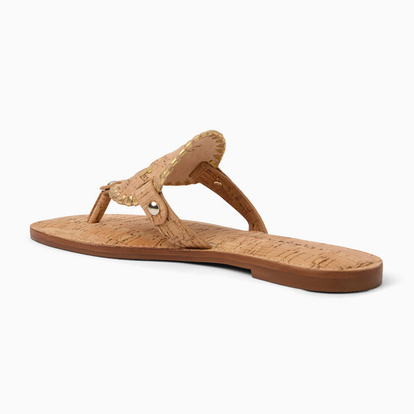 Jack Rogers Collins Cork & Metallic Leather Flat Sandal Cork